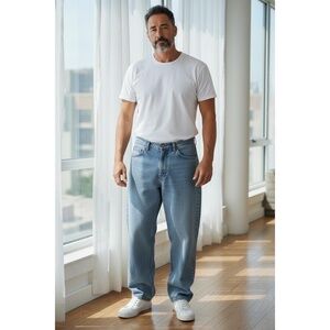 Mossimo Jeans Mens Light Blue Vintage Baggy Fit Relaxed Workwear Size 38x30